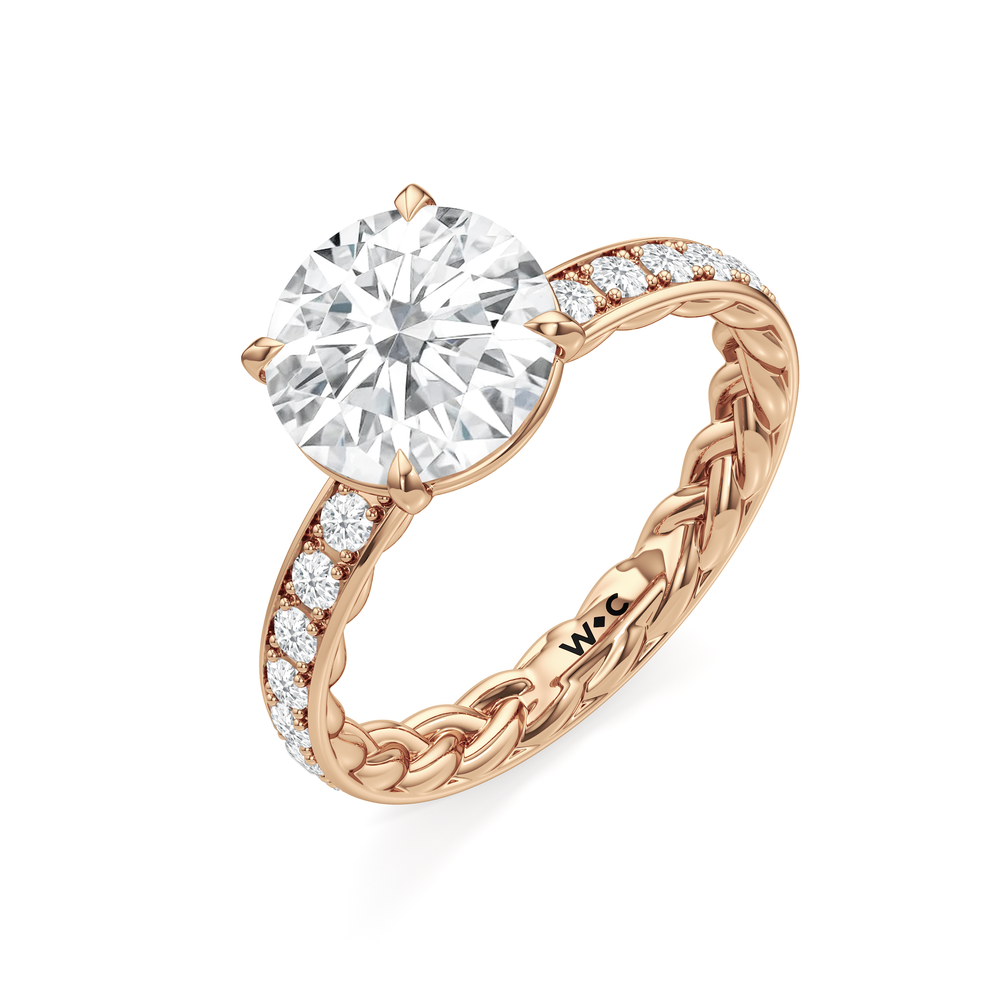 Isabel Braided Engagement Ring with Round Cut Diamond in 14KT Rose Gold view 3
