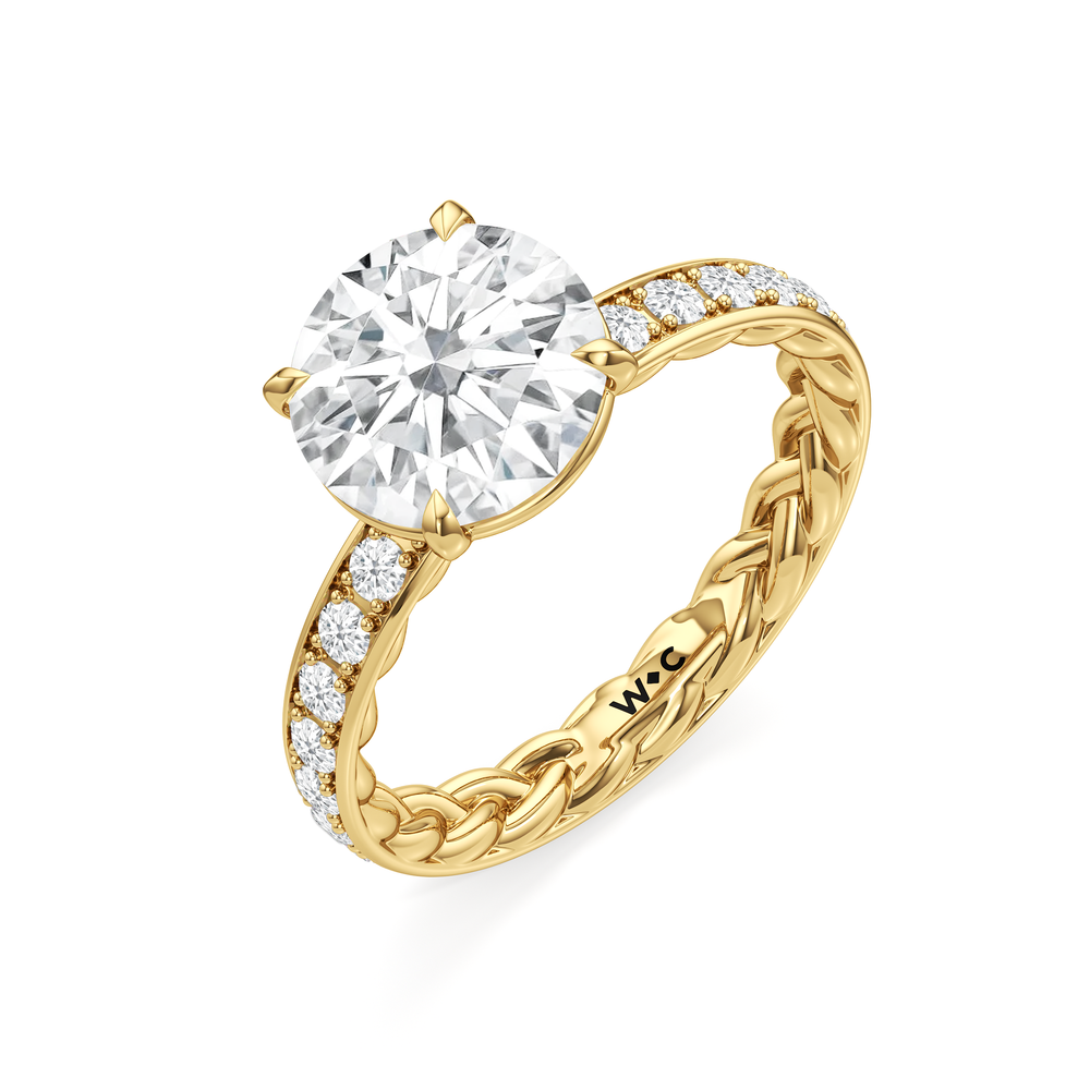Isabel Braided Engagement Ring with Round Cut Diamond in 14KT Yellow Gold view 3
