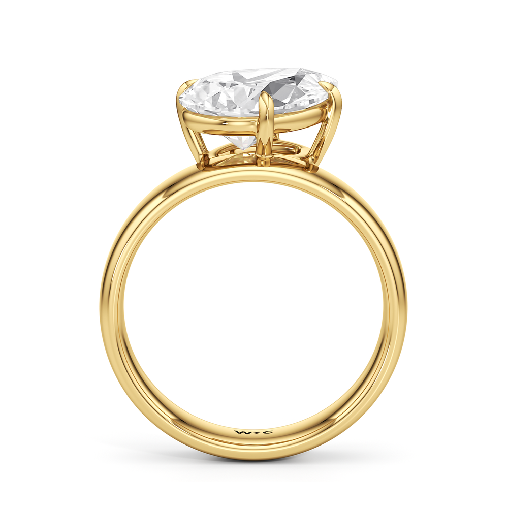 Luna Wide Band Engagement Ring with Pear Cut Diamond in 14KT Yellow Gold view 2

