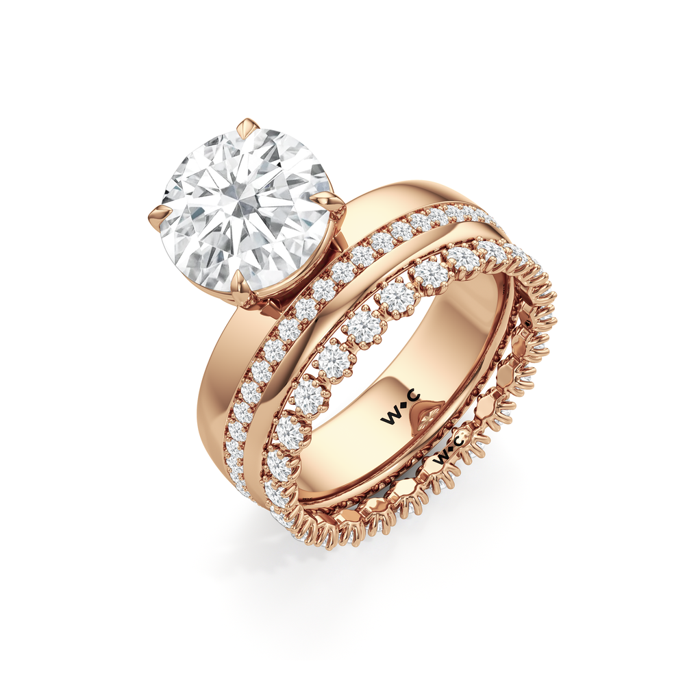 Vera Wide Band Engagement Ring with Cushion Cut Diamond in 14KT Rose Gold view 4

