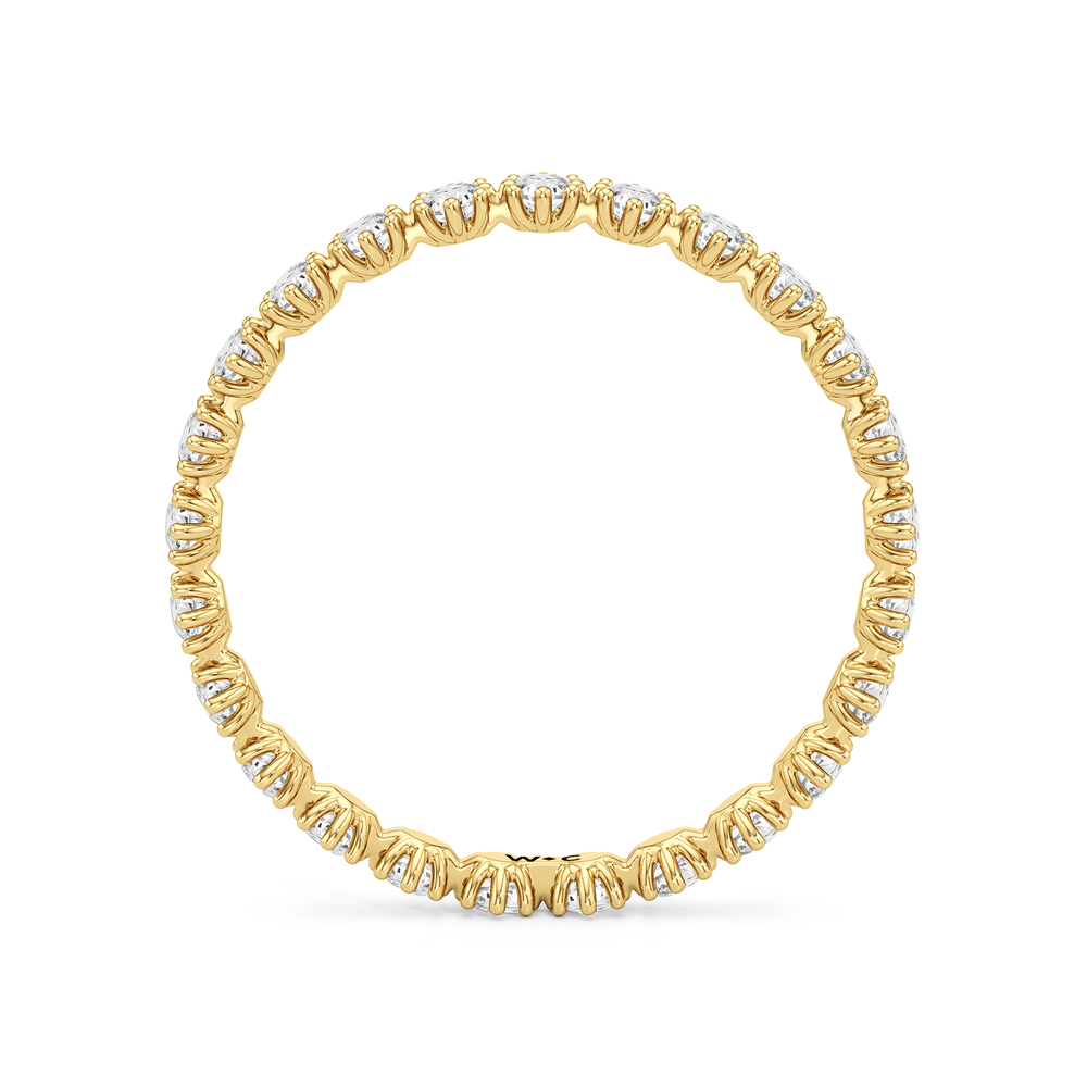 Vera Wide Diamond Wedding Band with 18KT Yellow Gold Cut Diamond in 14KT Yellow Gold view 2
