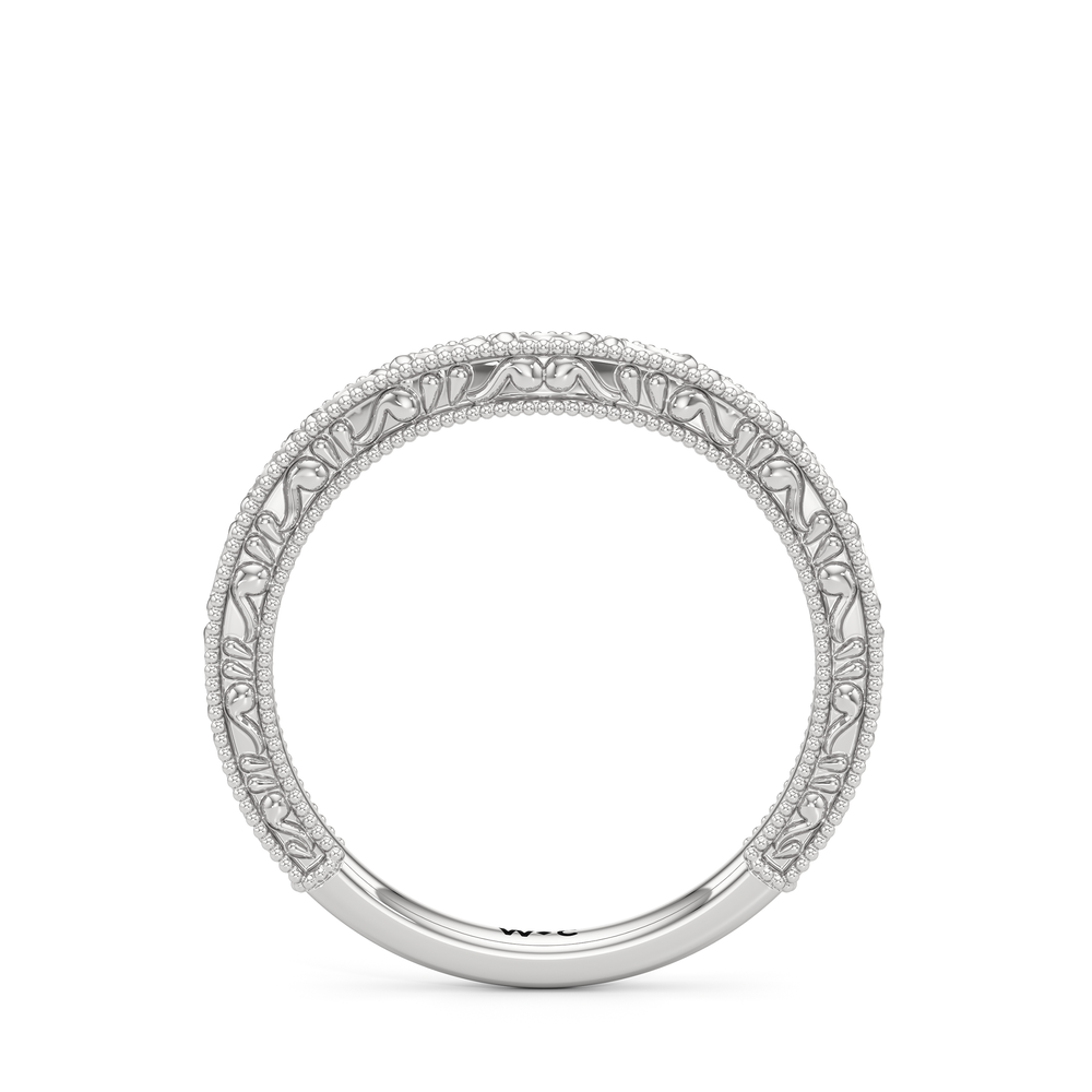 The Marcelline Wedding Band with Platinum Cut Diamond in 14KT Platinum view 2
