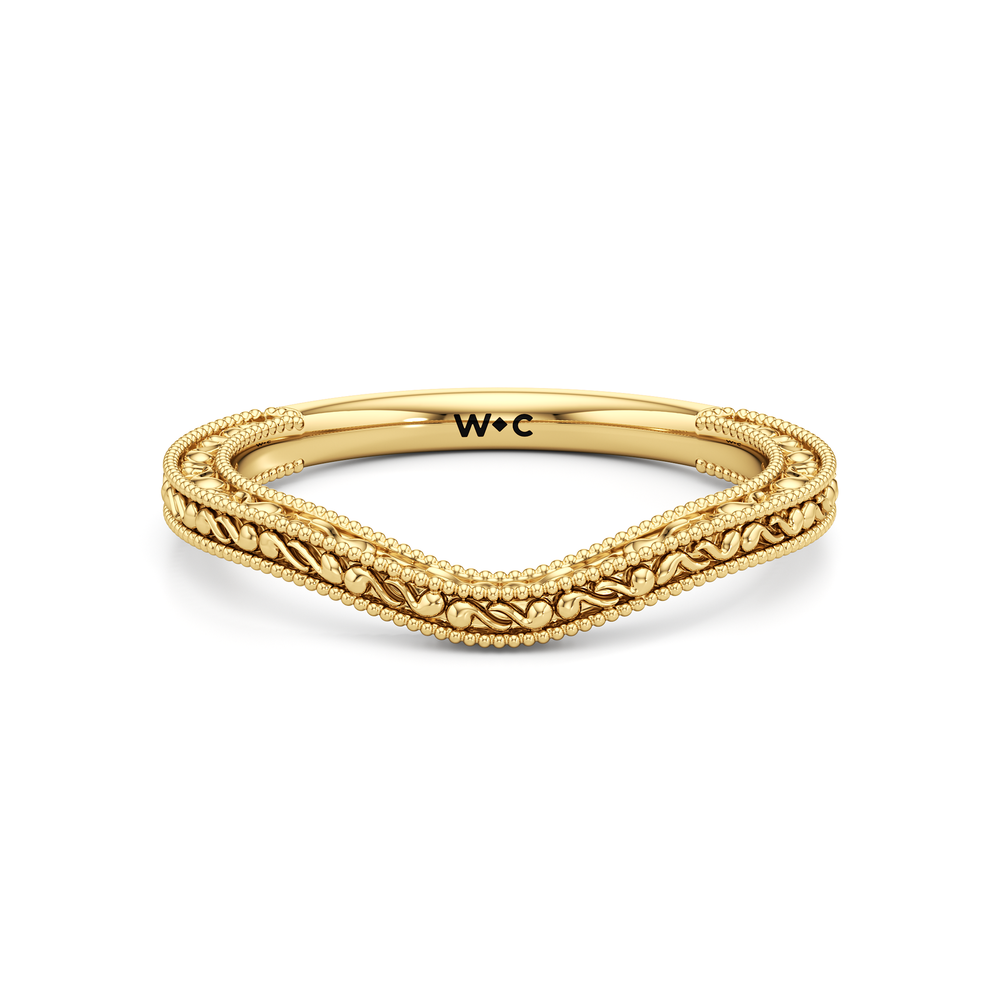 The Marcelline Wedding Band with 18KT Yellow Gold Cut Diamond in 14KT Yellow Gold view 1
