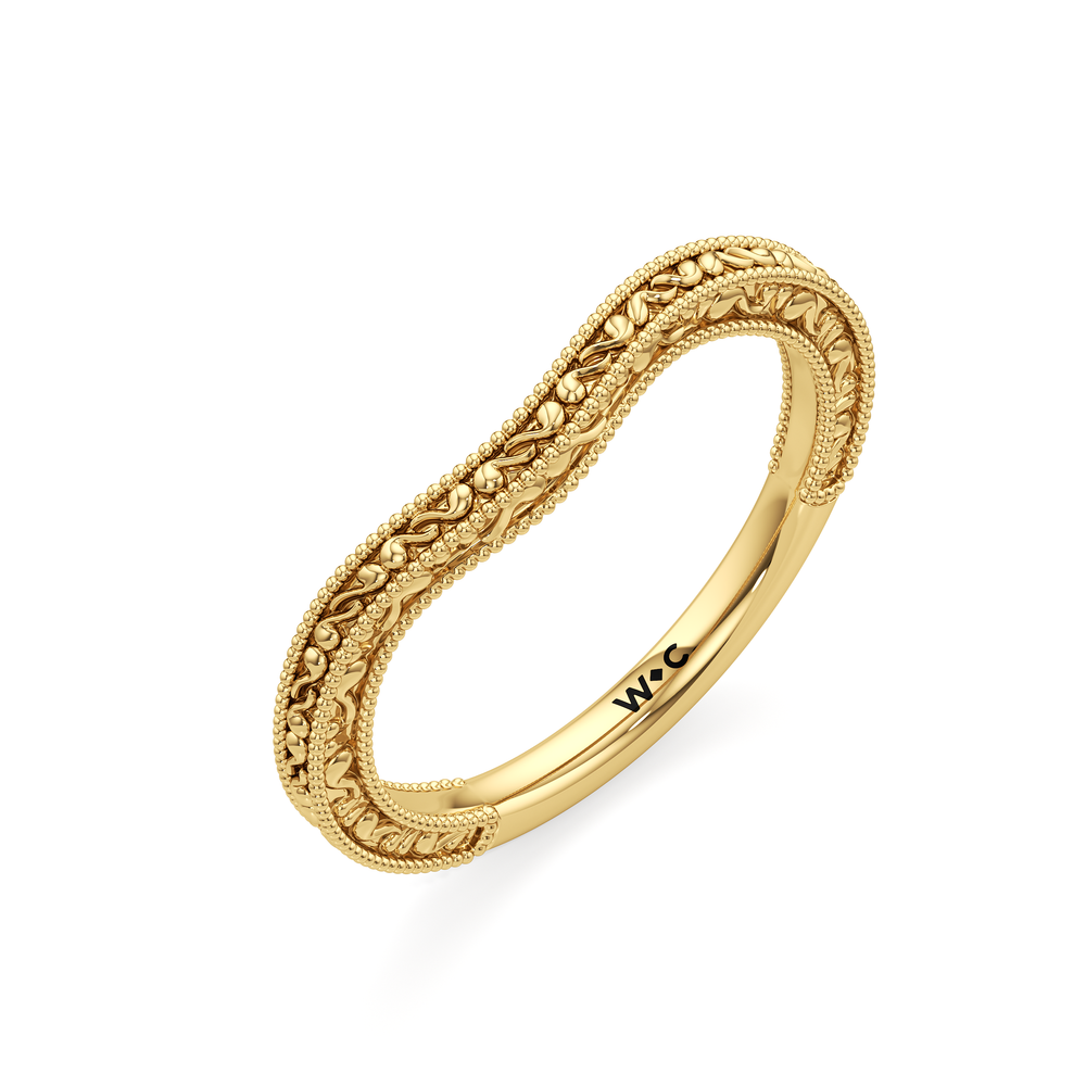 The Marcelline Wedding Band with 18KT Yellow Gold Cut Diamond in 14KT Yellow Gold view 4
