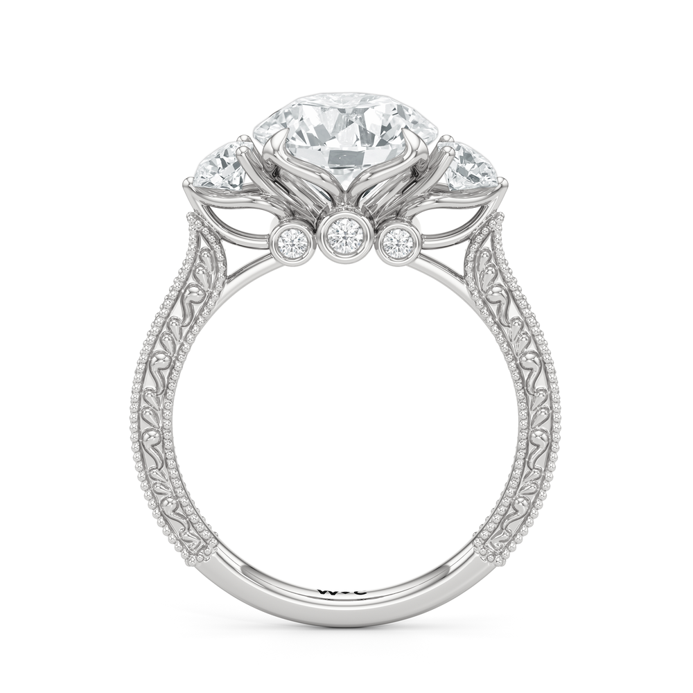 The Seraphine Round Three Stone Ring with Round Cut Diamond in 14KT Platinum view 5
