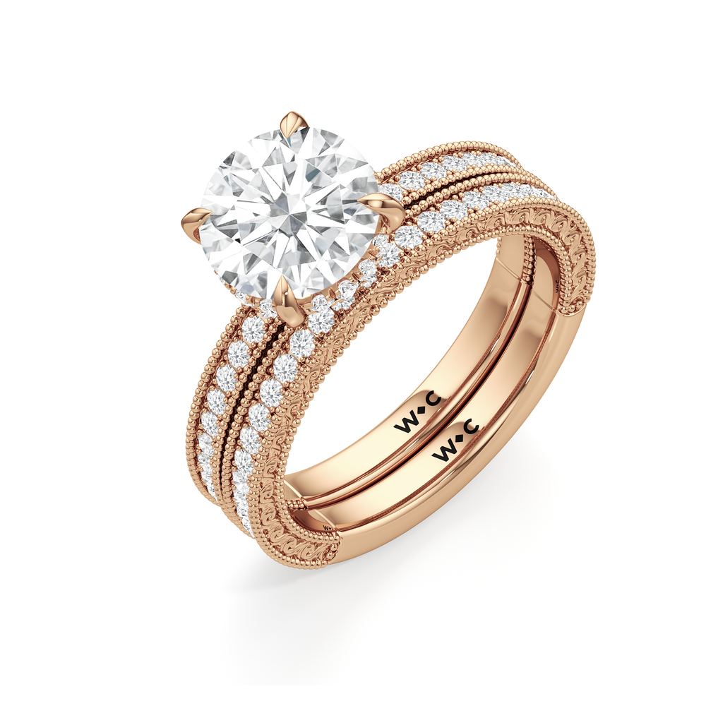 The Seraphine Pavé Ring with Radiant Cut Diamond in 14KT Rose Gold view 7
