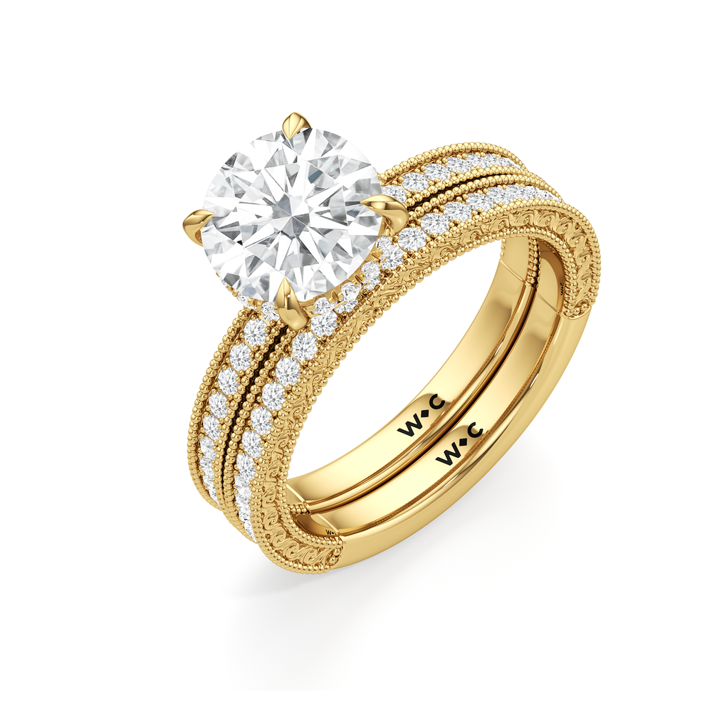 The Seraphine Pavé Ring with Radiant Cut Diamond in 14KT Rose Gold view 6

