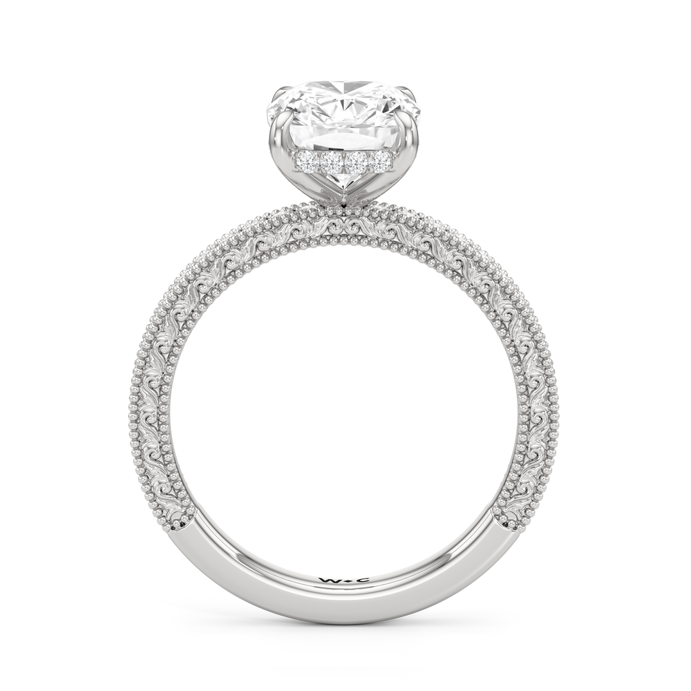 The Seraphine Pavé Ring with Elongated Cushion Cut Diamond in 14KT Platinum view 3

