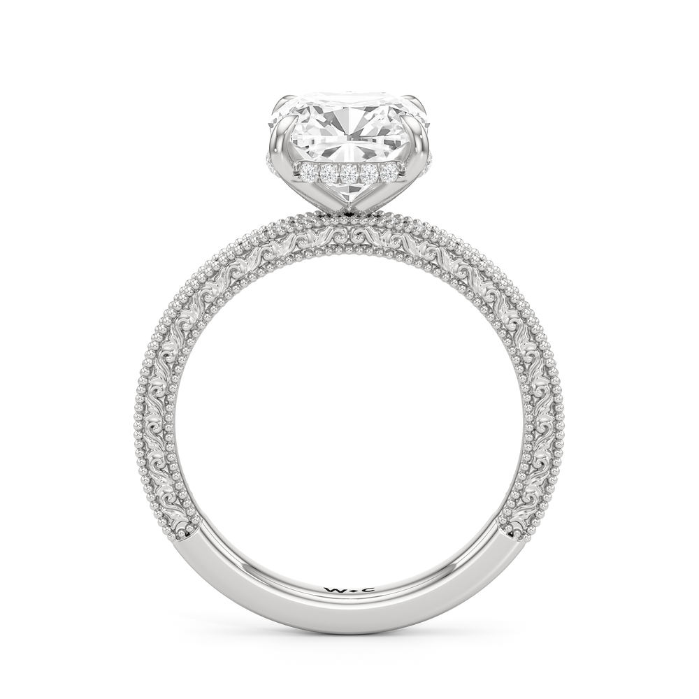 The Seraphine Pavé Ring with Cushion Cut Diamond in 14KT Platinum view 3
