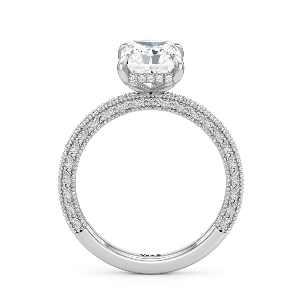 The Seraphine Pavé Ring with Radiant Cut Diamond in 14KT Platinum view 3
