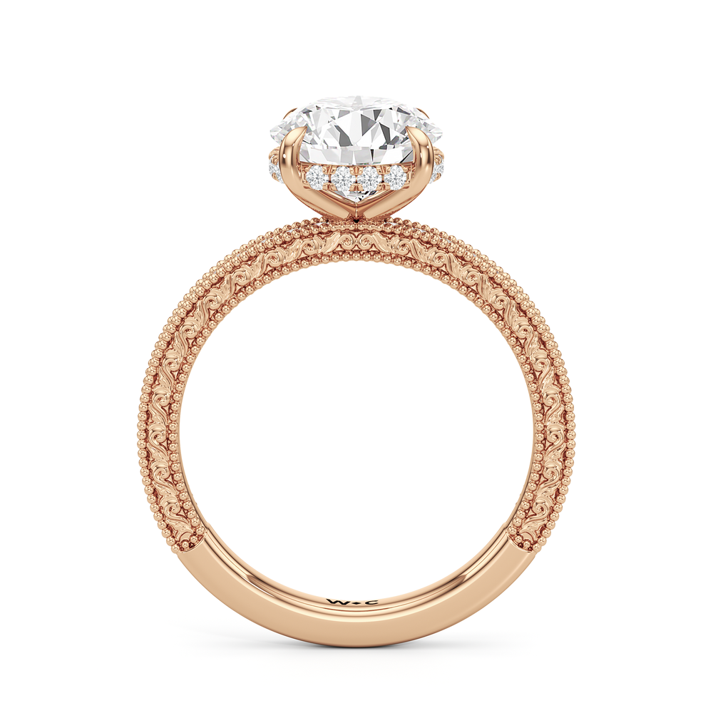 The Seraphine Pavé Ring with Round Cut Diamond in 14KT Rose Gold view 3
