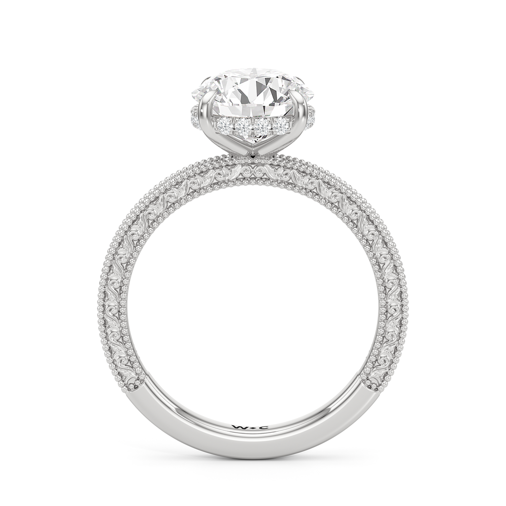 The Seraphine Pavé Ring with Round Cut Diamond in 14KT Platinum view 3
