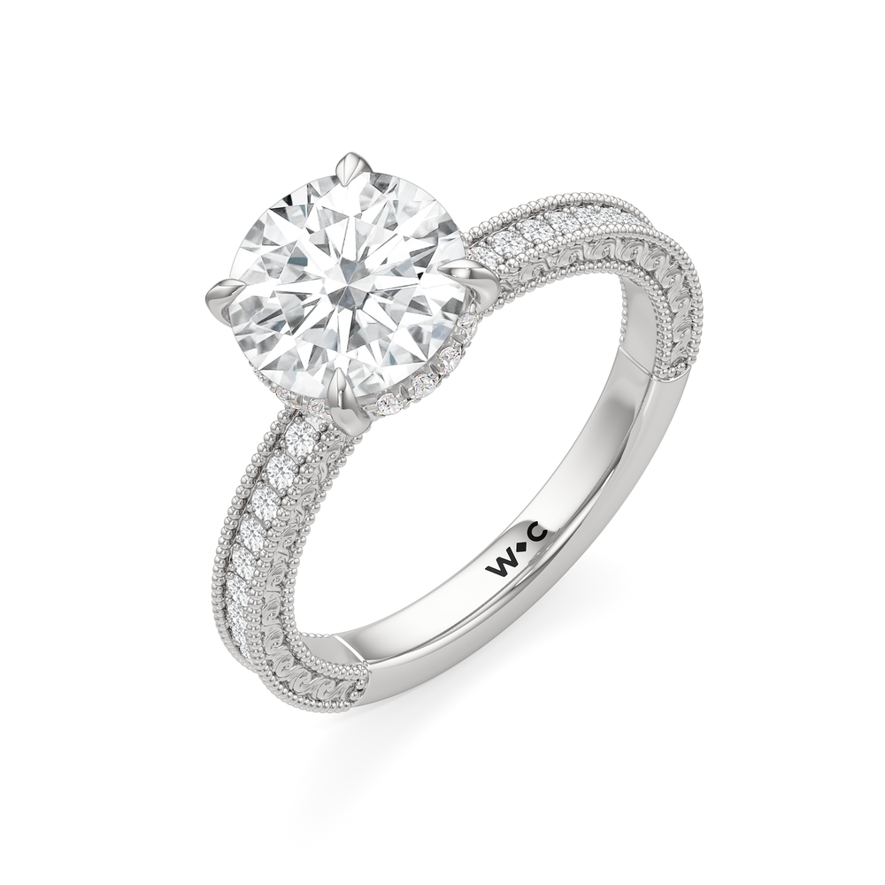The Seraphine Pavé Ring with Round Cut Diamond in 14KT Platinum view 4
