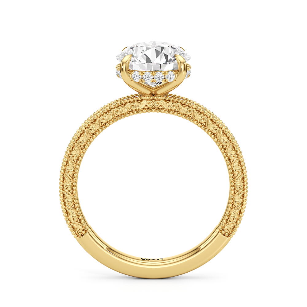 The Seraphine Pavé Ring with Round Cut Diamond in 14KT Yellow Gold view 3
