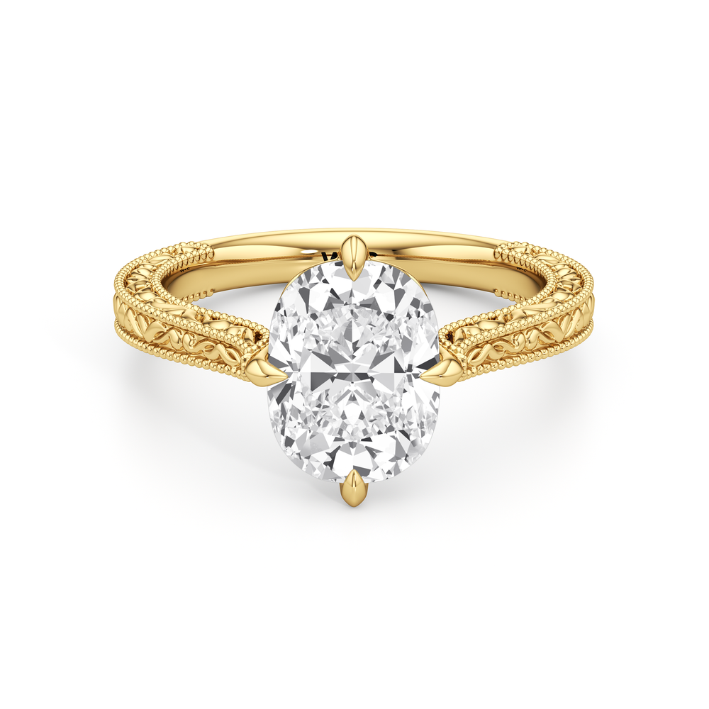 Antique Cushion Cut The Seraphine Low-Profile Ring with Lab Grown Diamond in 14KT Yellow Gold view 1
