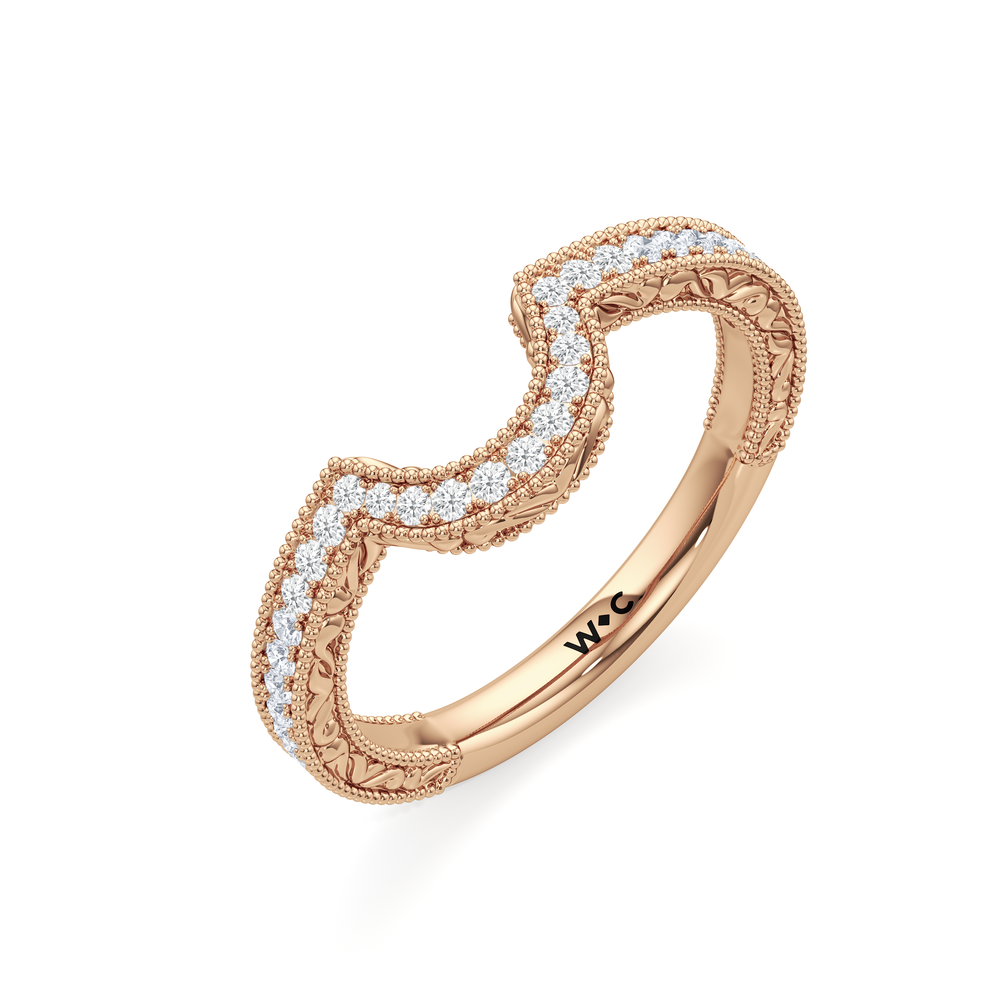 The Elodie Diamond Wedding Band with 18KT Rose Gold Cut Diamond in 14KT Rose Gold view 4
