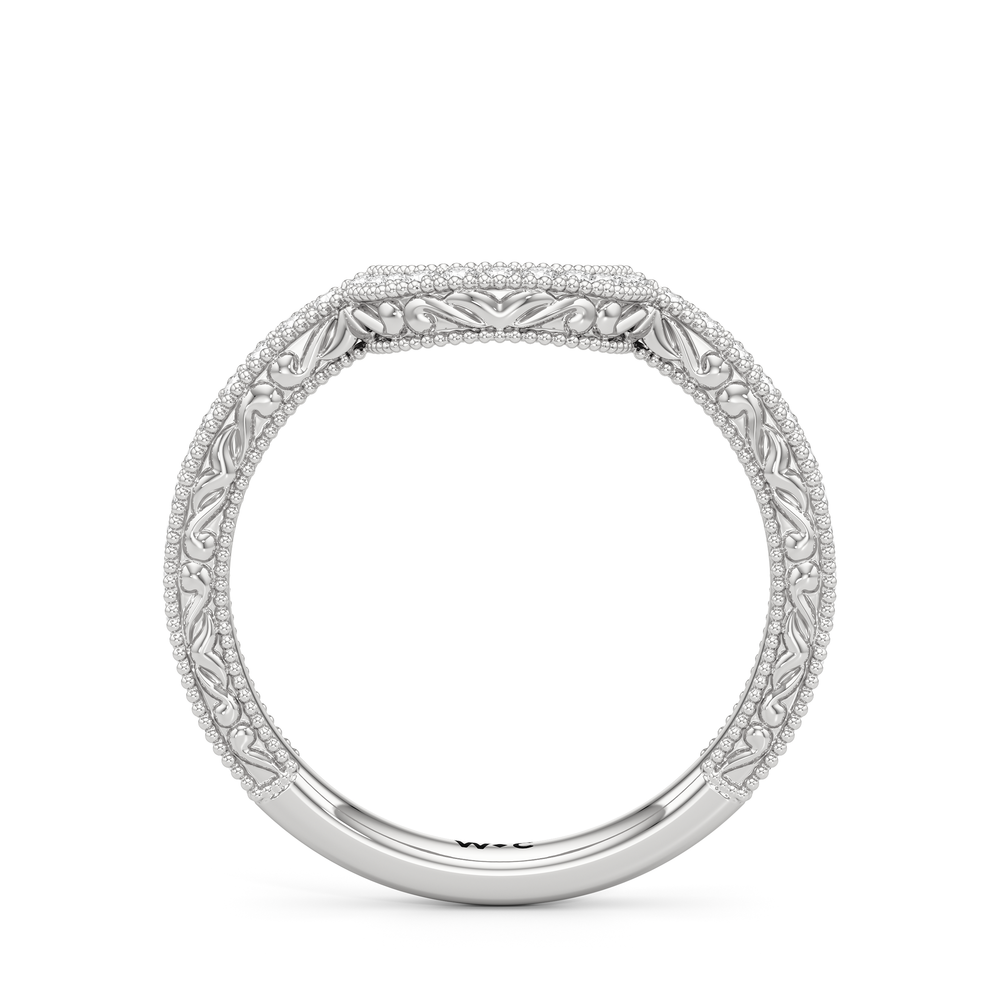 The Elodie Diamond Wedding Band with Platinum Cut Diamond in 14KT Platinum view 2
