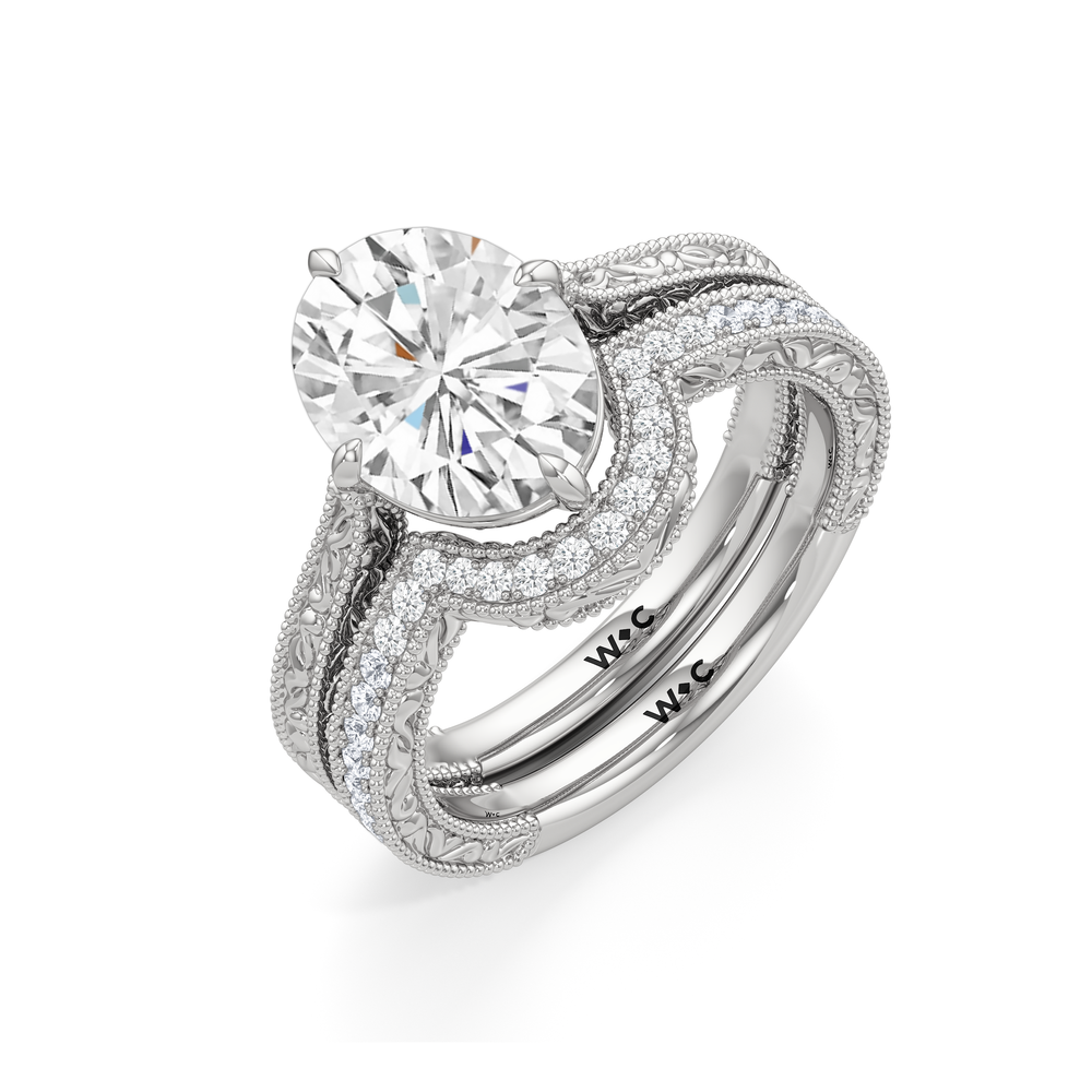 The Elodie Diamond Wedding Band with Platinum Cut Diamond in 14KT Platinum view 3
