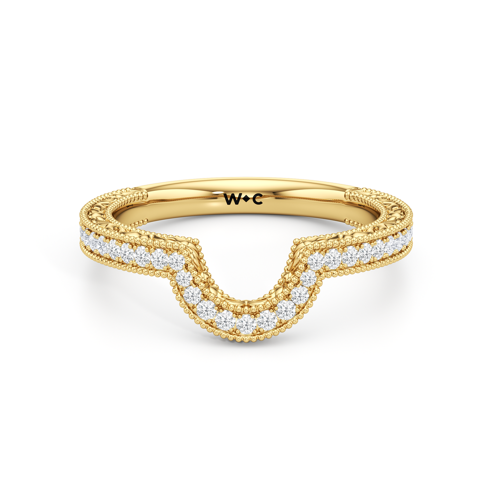 The Elodie Diamond Wedding Band with 18KT Yellow Gold Cut Diamond in 14KT Yellow Gold view 1
