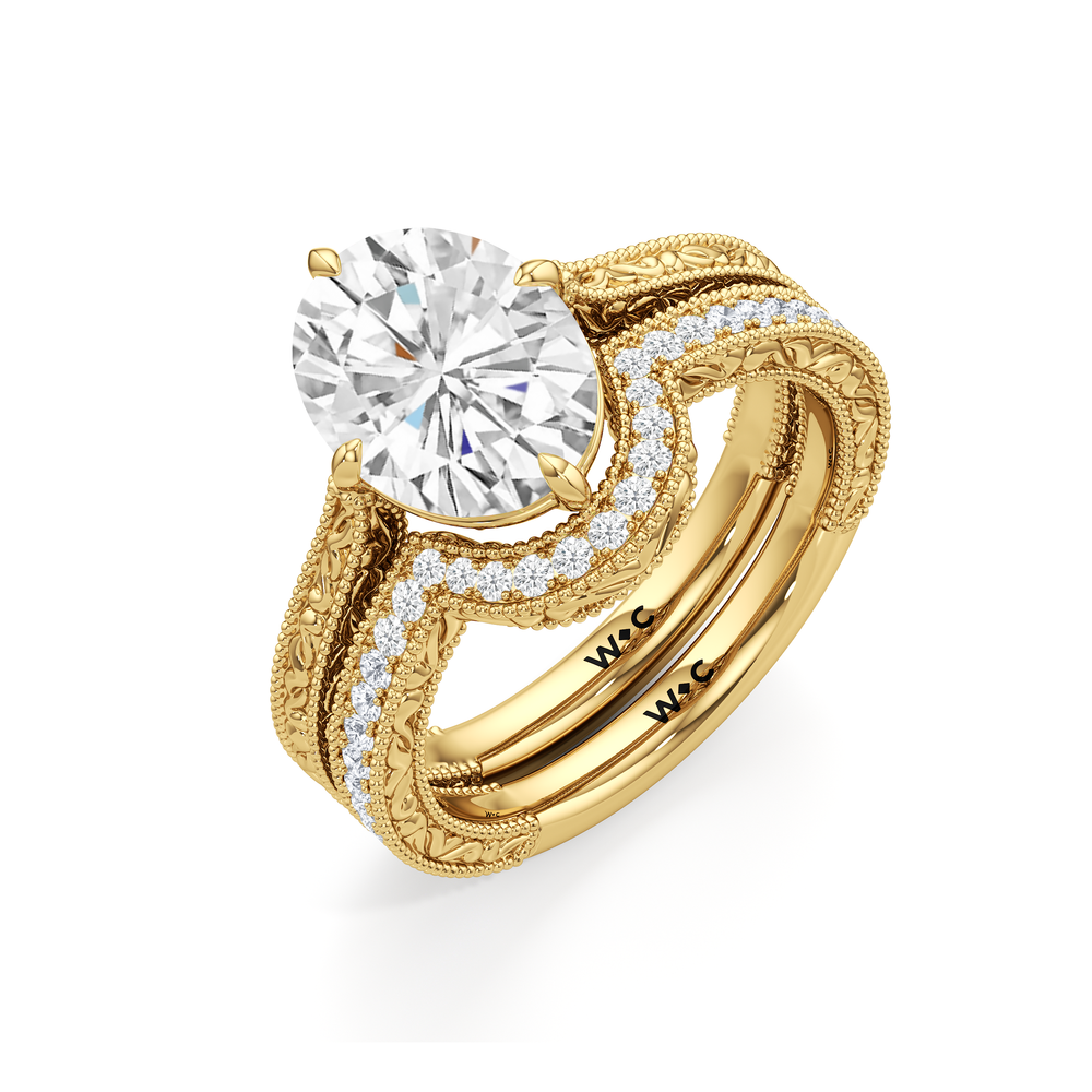 The Seraphine Low-Profile Ring with Oval Cut Diamond in 14KT Yellow Gold view 8

