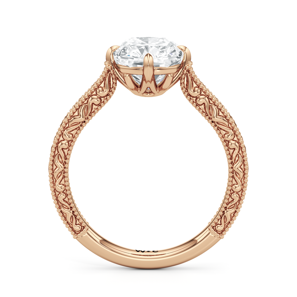 The Seraphine Low-Profile Ring with Elongated Cushion Cut Diamond in 14KT Rose Gold view 6
