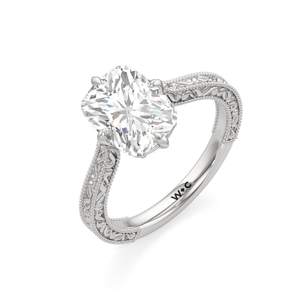 The Seraphine Low-Profile Ring with Elongated Cushion Cut Diamond in 14KT Platinum view 7
