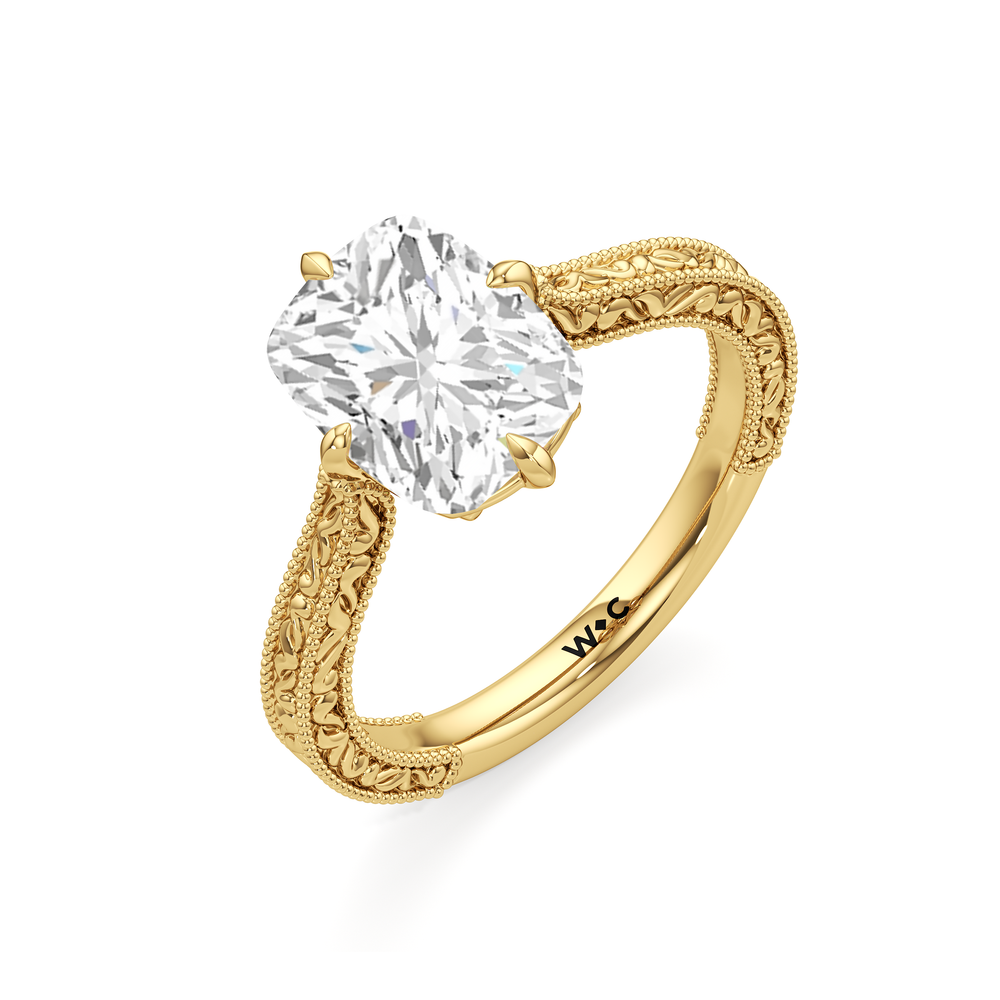 The Seraphine Low-Profile Ring with Elongated Cushion Cut Diamond in 14KT Yellow Gold view 7
