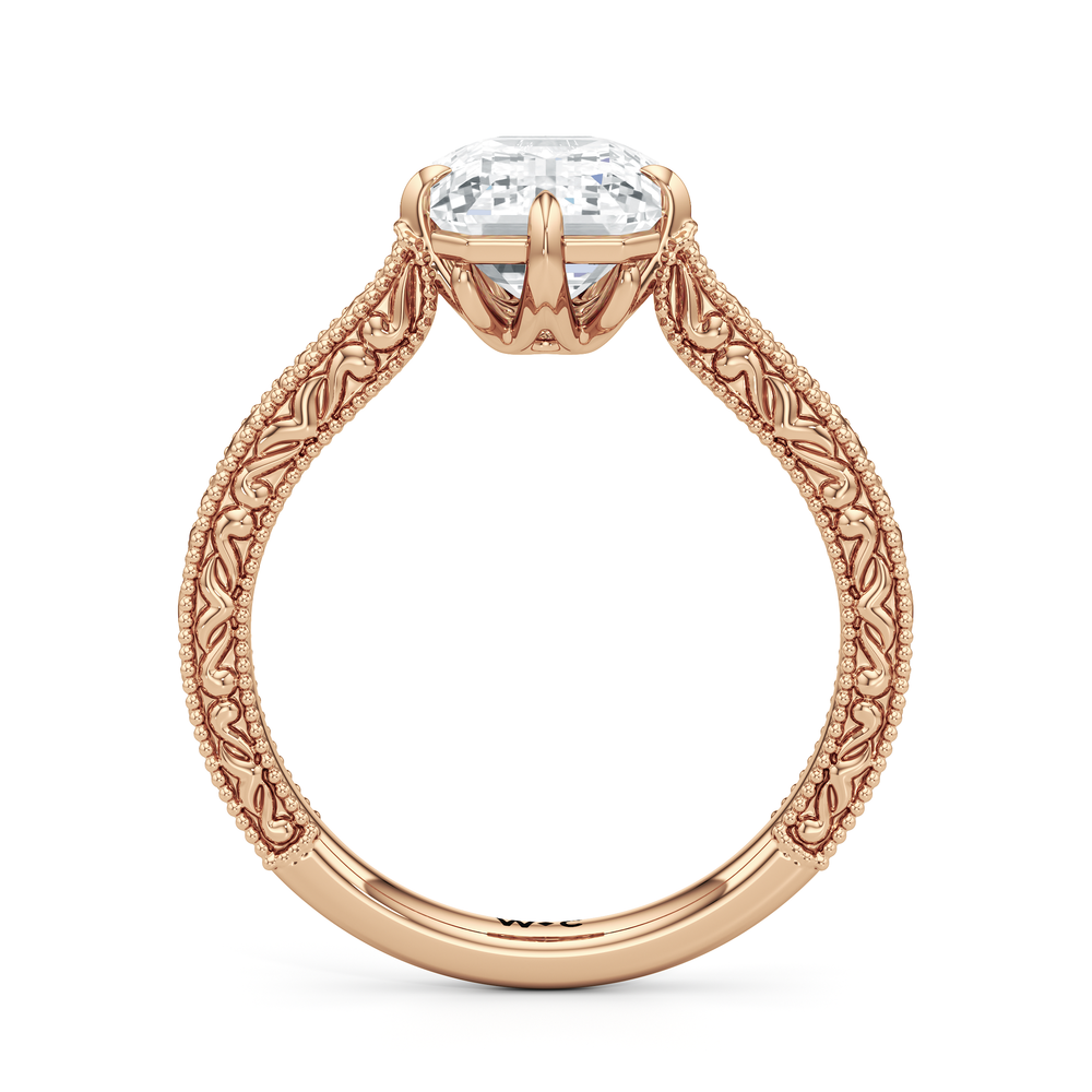 The Seraphine Low-Profile Ring with Emerald Cut Diamond in 14KT Rose Gold view 6
