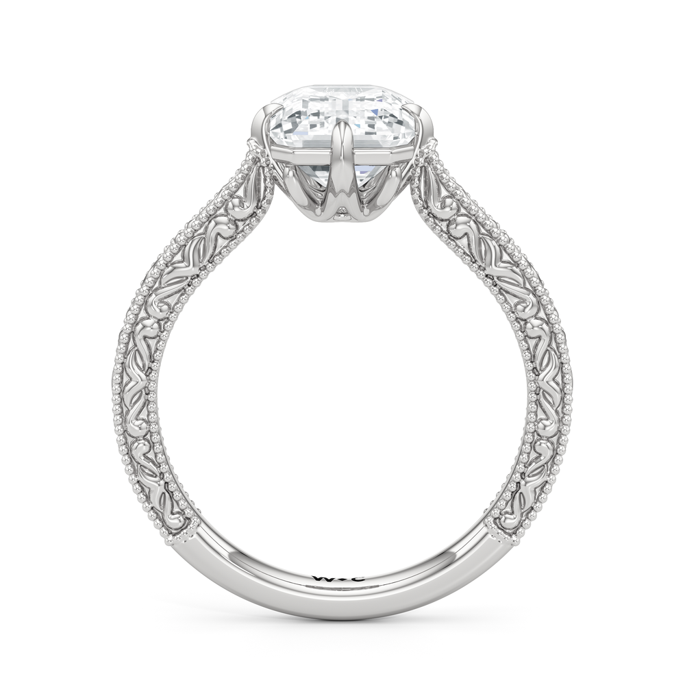 The Seraphine Low-Profile Ring with Emerald Cut Diamond in 14KT Platinum view 6
