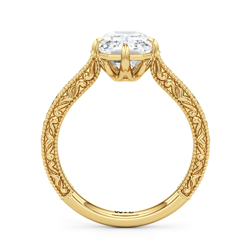 The Seraphine Low-Profile Ring with Emerald Cut Diamond in 14KT Yellow Gold view 6
