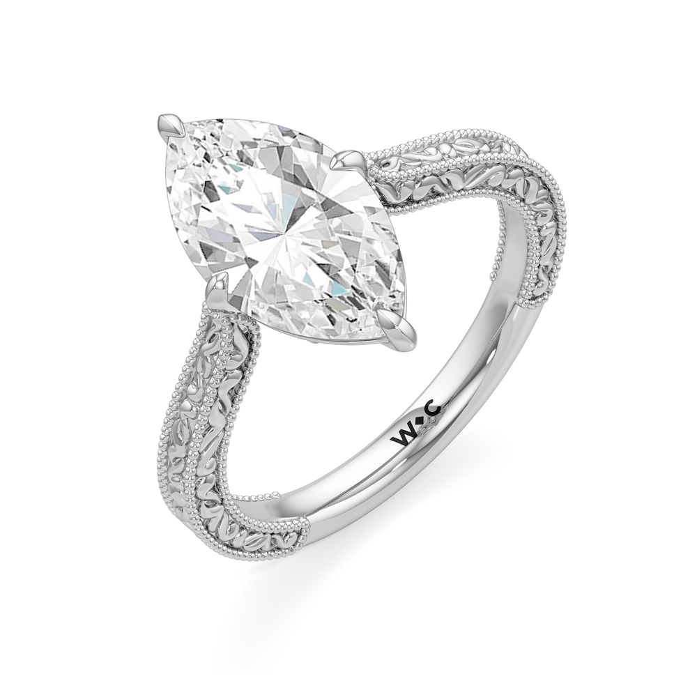 The Seraphine Low-Profile Ring with Marquise Cut Diamond in 14KT Platinum view 7
