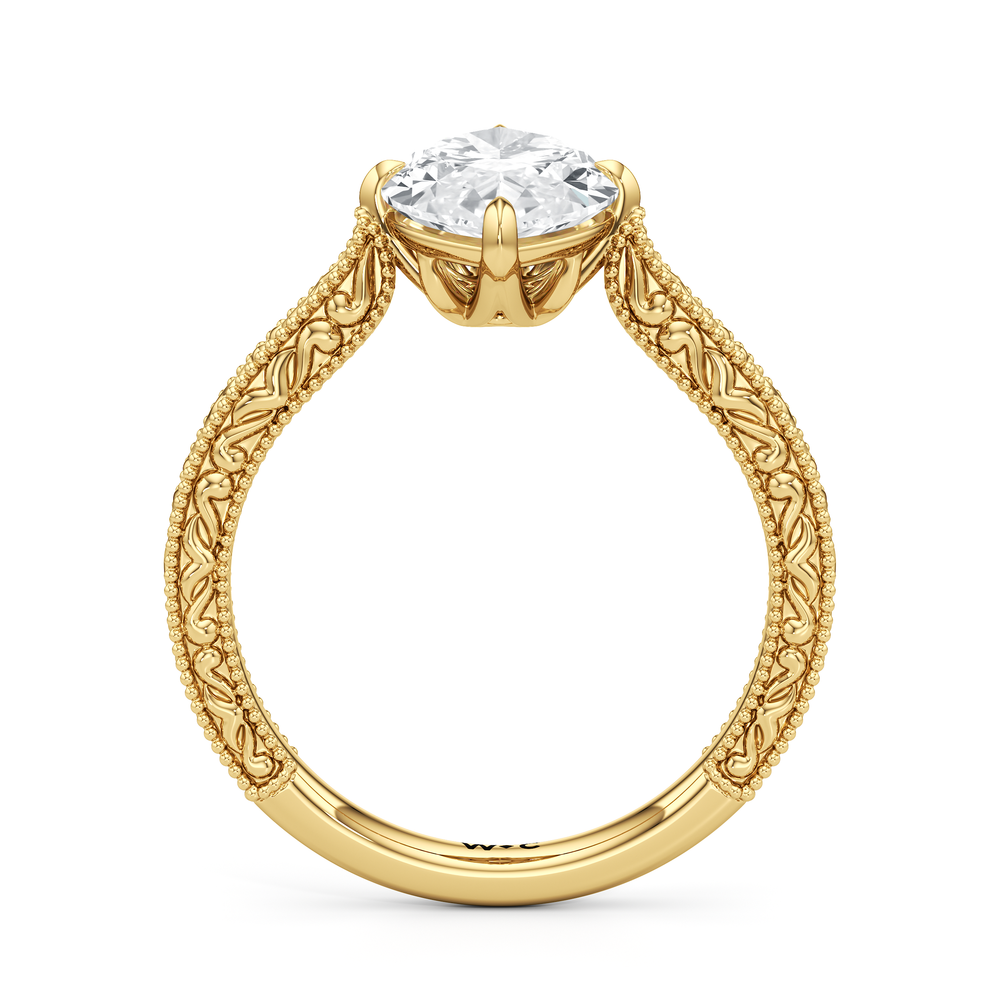 The Seraphine Low-Profile Ring with Marquise Cut Diamond in 14KT Yellow Gold view 6
