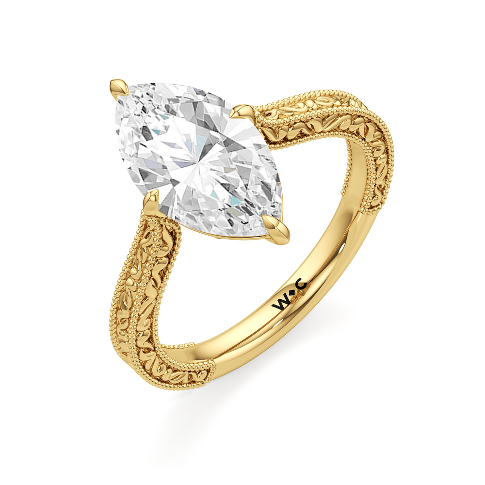 The Seraphine Low-Profile Ring with Marquise Cut Diamond in 14KT Yellow Gold view 7
