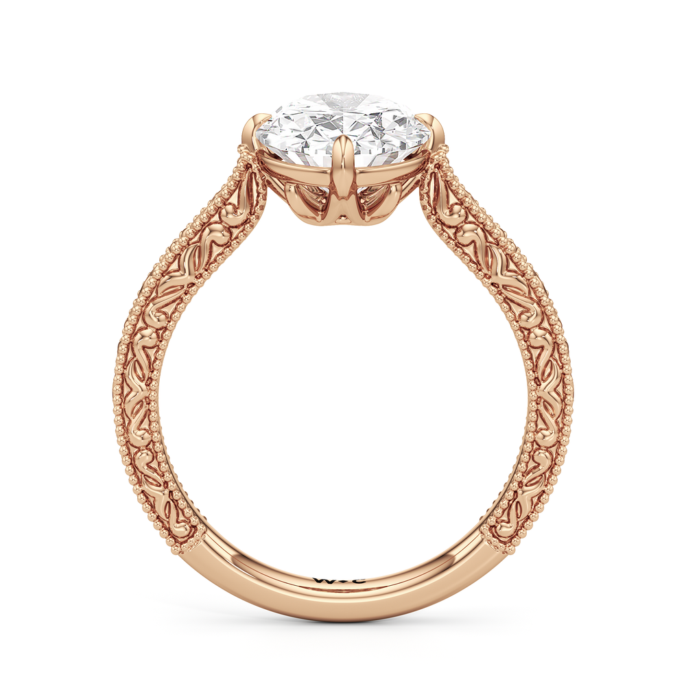 The Seraphine Low-Profile Ring with Oval Cut Diamond in 14KT Rose Gold view 6
