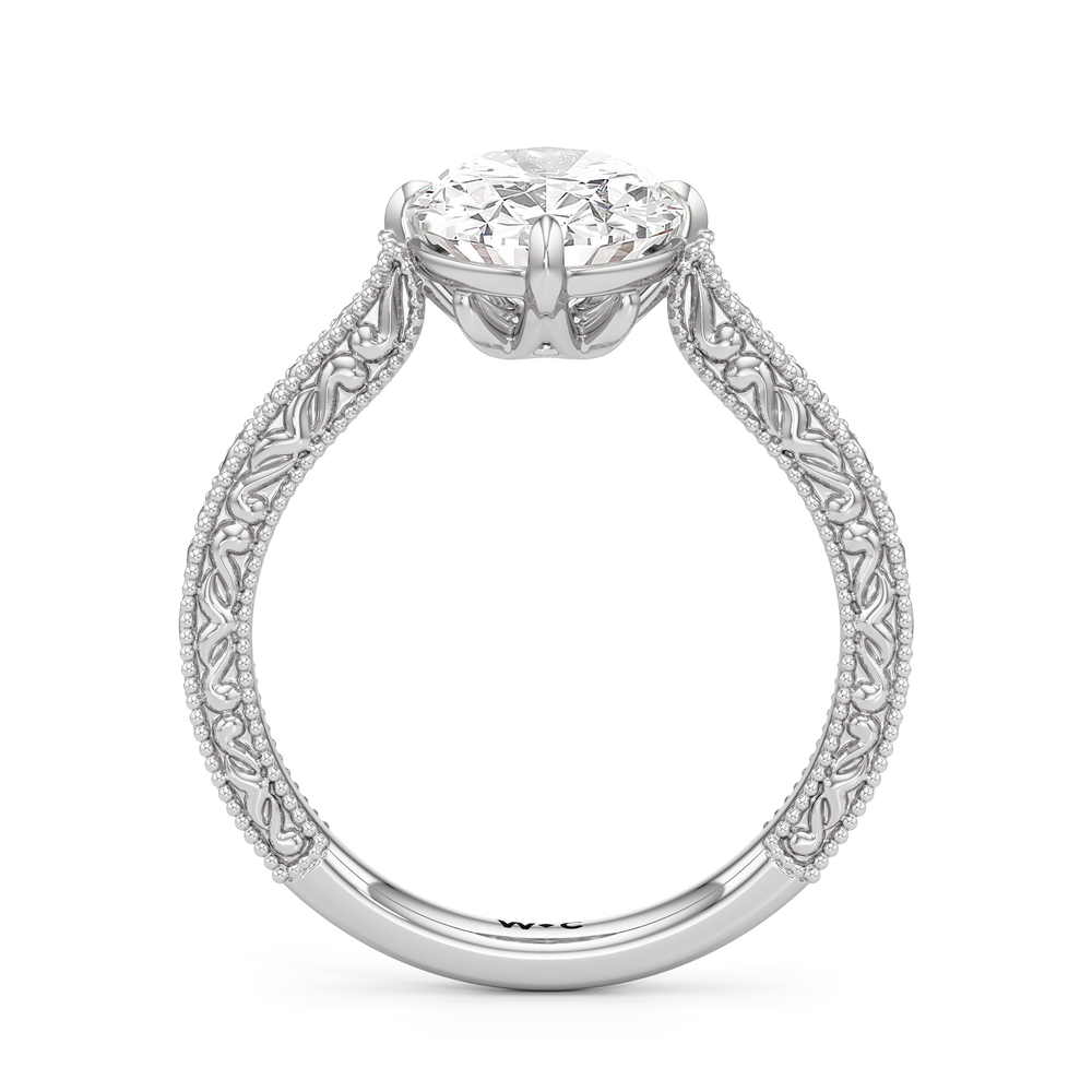The Seraphine Low-Profile Ring with Oval Cut Diamond in 14KT Platinum view 6
