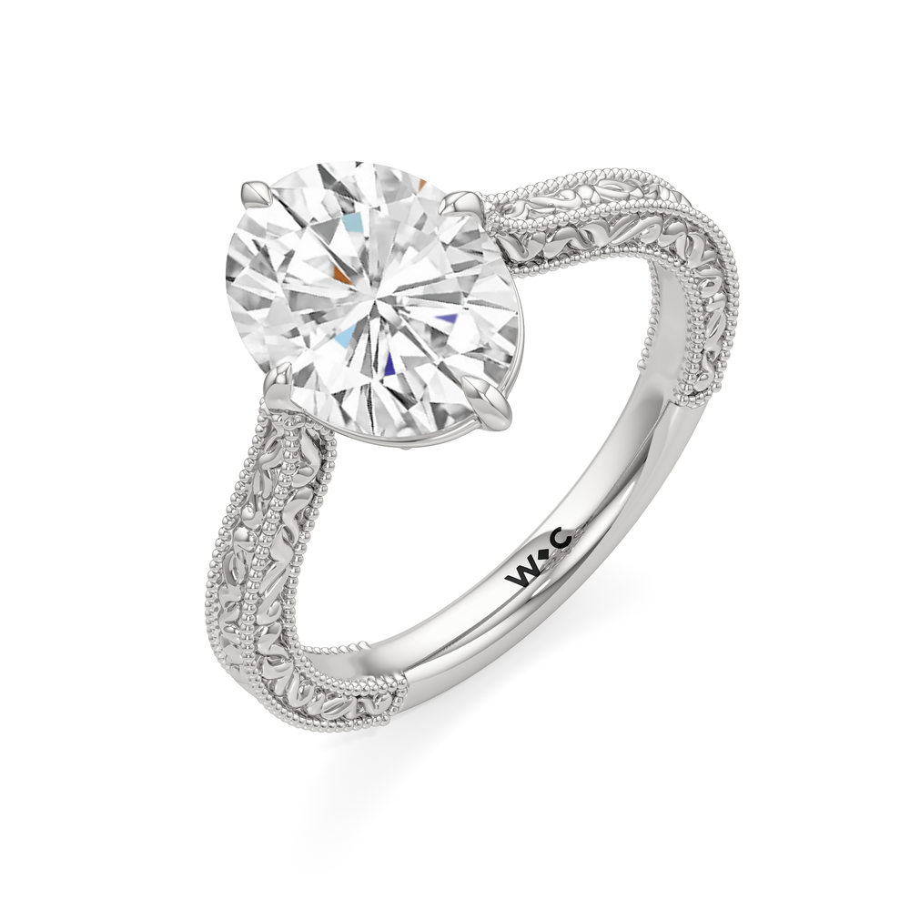 The Seraphine Low-Profile Ring with Oval Cut Diamond in 14KT Platinum view 7
