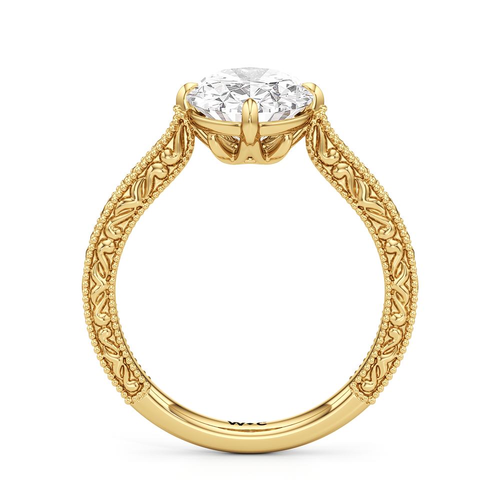 The Seraphine Low-Profile Ring with Oval Cut Diamond in 14KT Yellow Gold view 6

