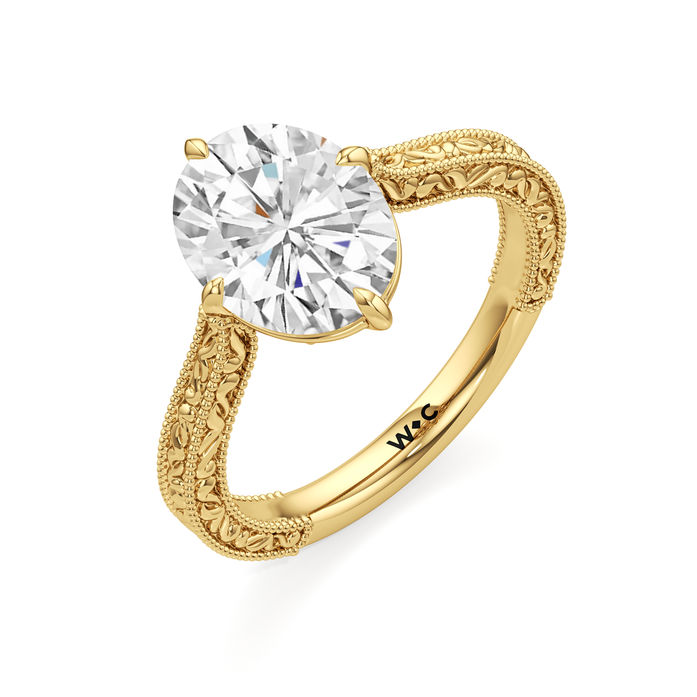 The Seraphine Low-Profile Ring with Oval Cut Diamond in 14KT Yellow Gold view 7
