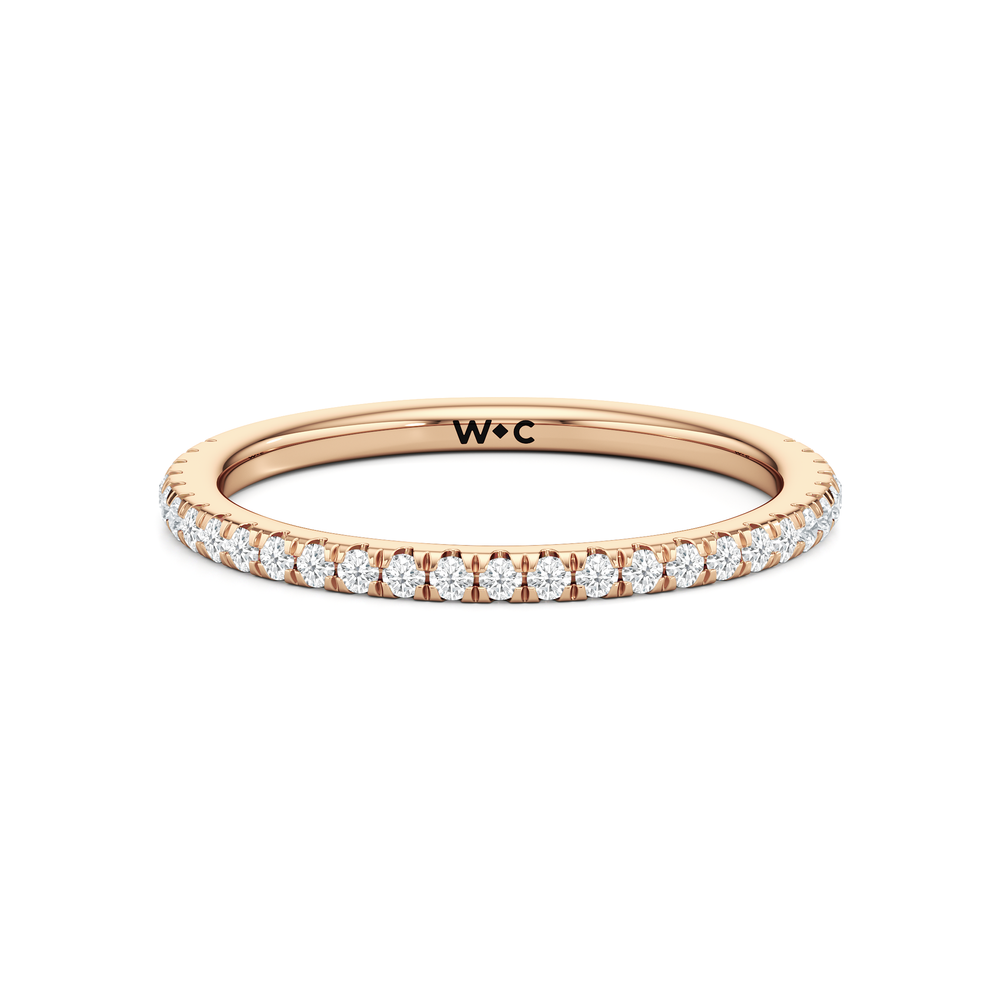 The Fleur Diamond Wedding Band with 18KT Rose Gold Cut Diamond in 14KT Rose Gold view 1
