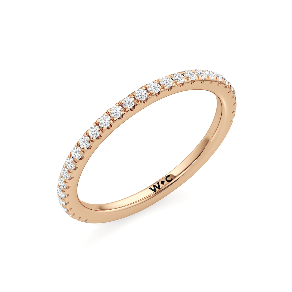 The Fleur Diamond Wedding Band with 18KT Rose Gold Cut Diamond in 14KT Rose Gold view 4
