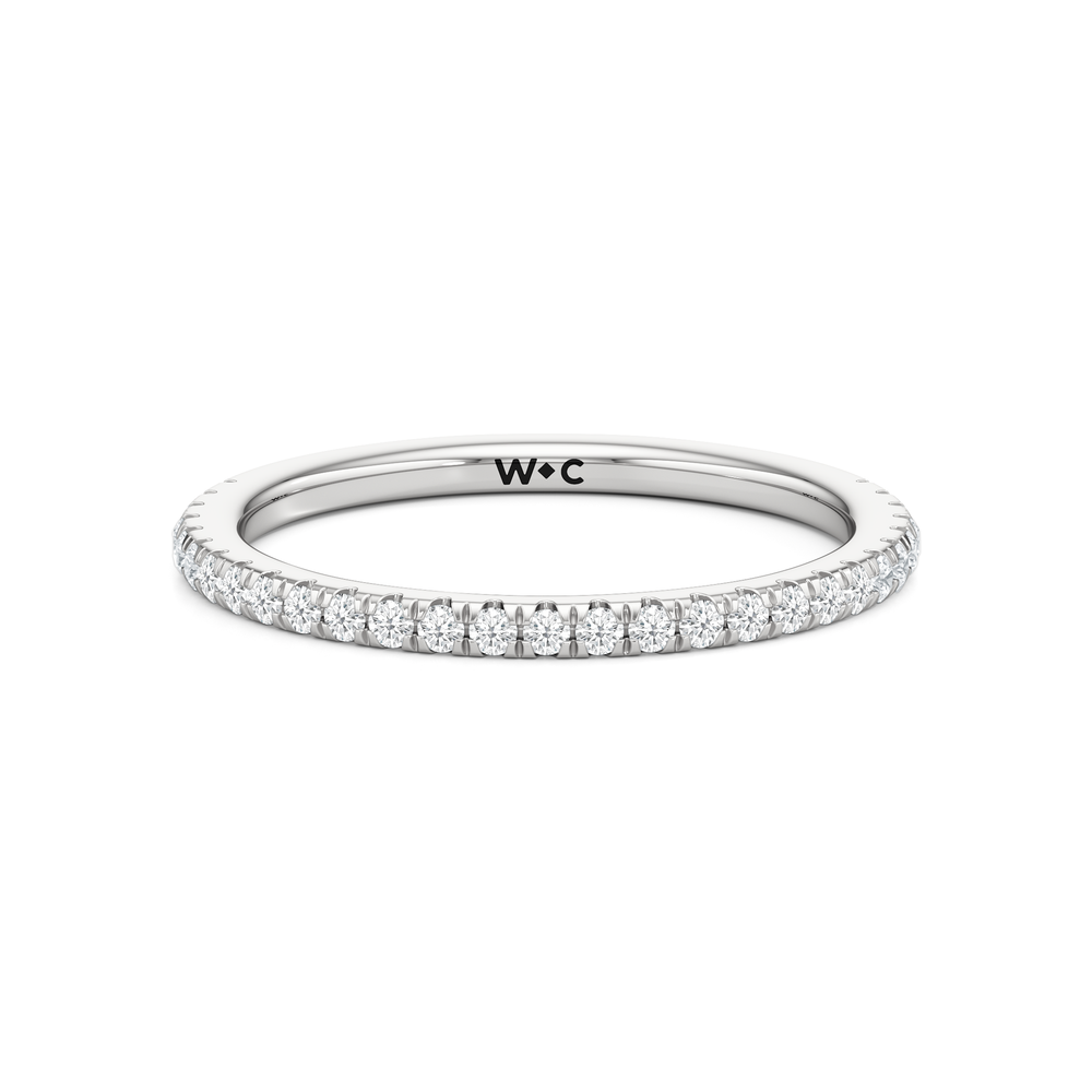 The Fleur Diamond Wedding Band with Platinum Cut Diamond in 14KT Platinum view 1

