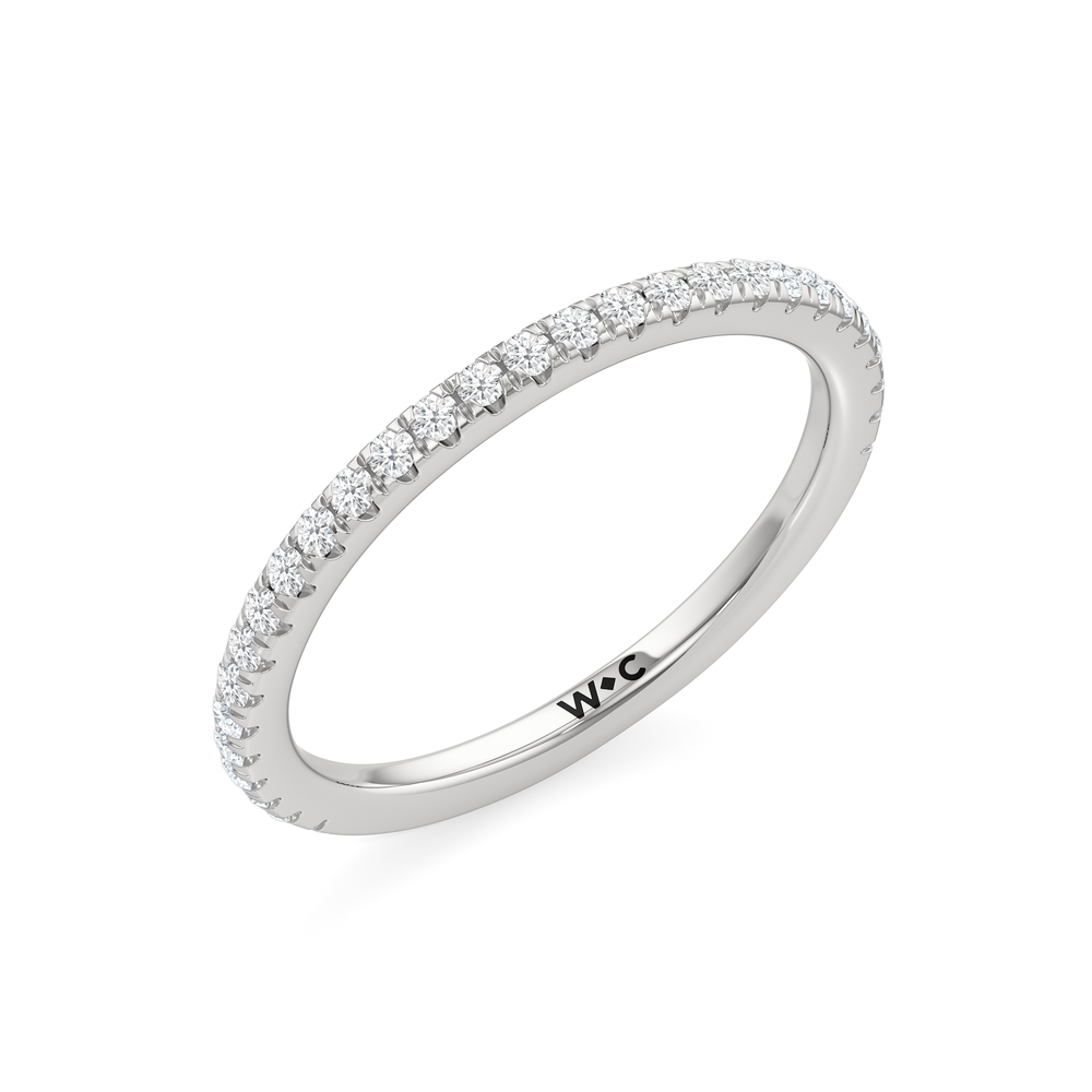The Fleur Diamond Wedding Band with Platinum Cut Diamond in 14KT Platinum view 4
