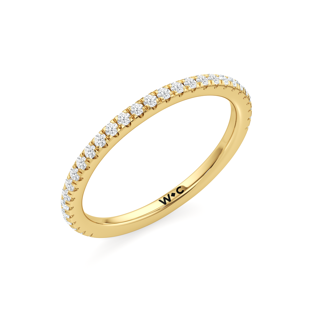 The Fleur Diamond Wedding Band with 18KT Yellow Gold Cut Diamond in 14KT Yellow Gold view 4
