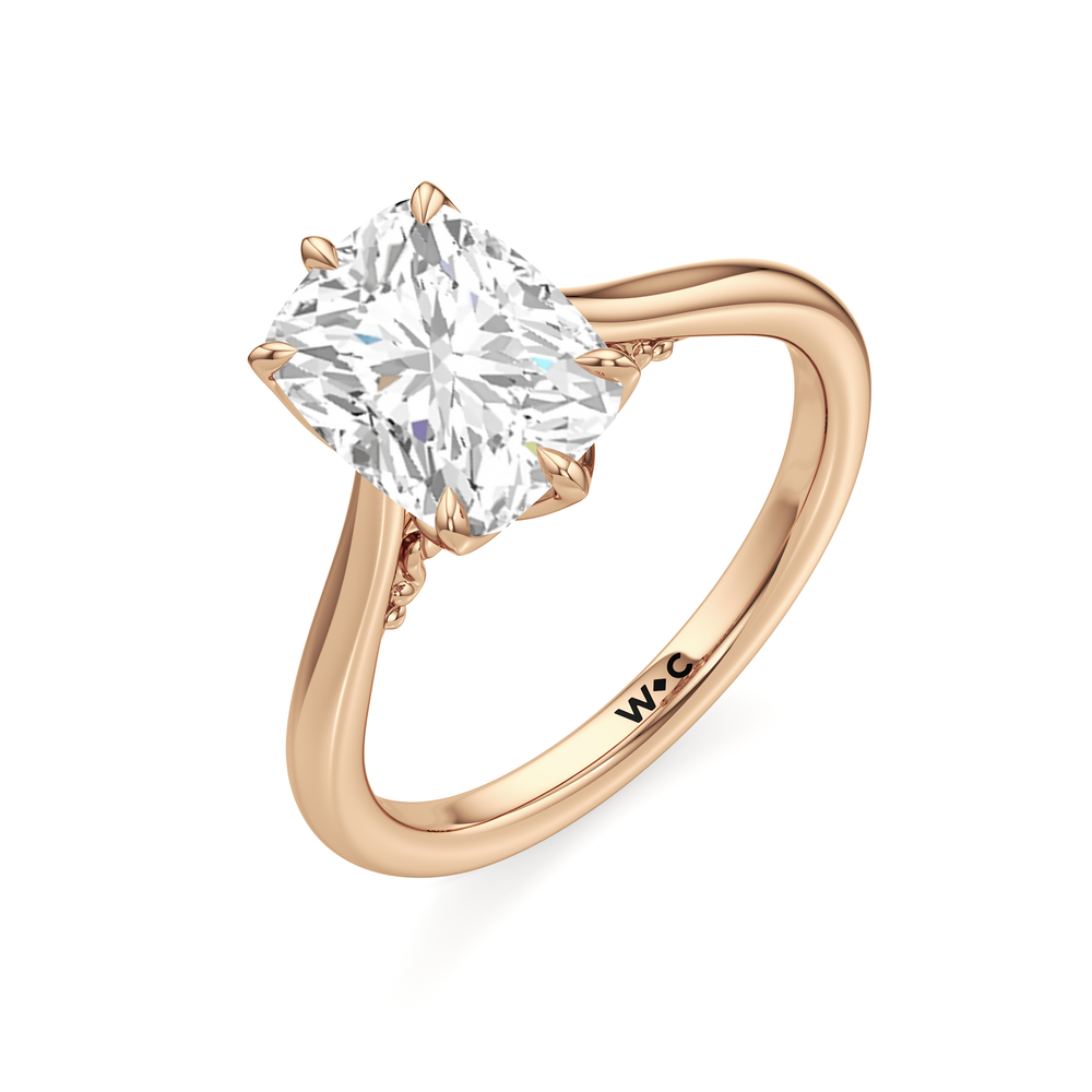 The Fleur Ring with Elongated Cushion Cut Diamond in 14KT Rose Gold view 5
