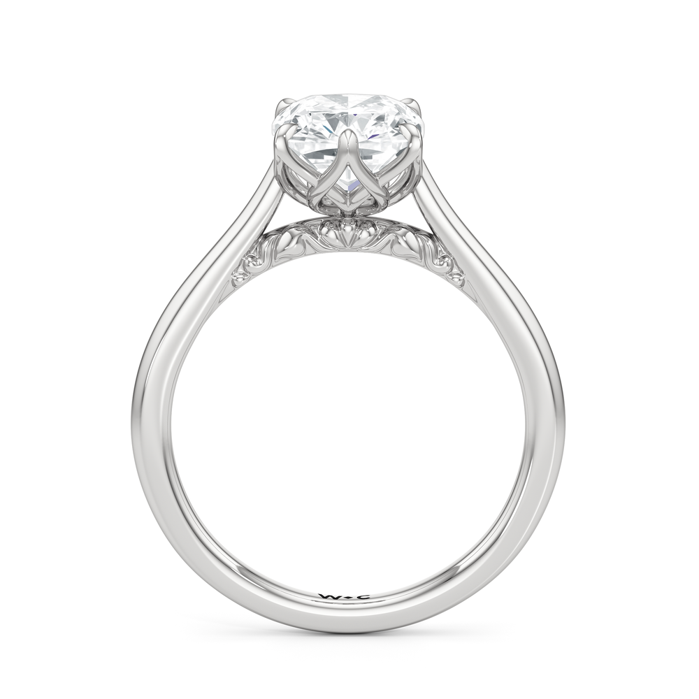 The Fleur Ring with Elongated Cushion Cut Diamond in 14KT Platinum view 4
