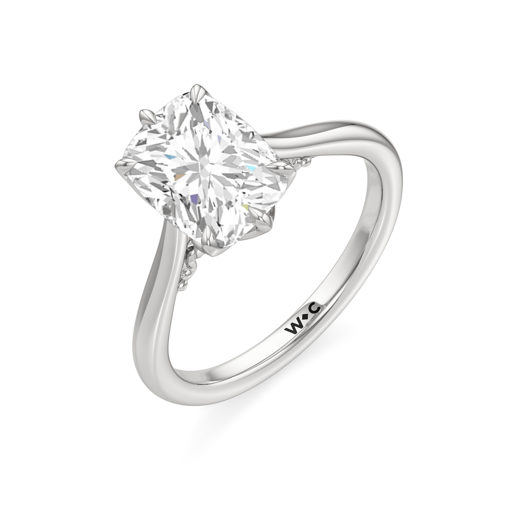 The Fleur Ring with Elongated Cushion Cut Diamond in 14KT Platinum view 5
