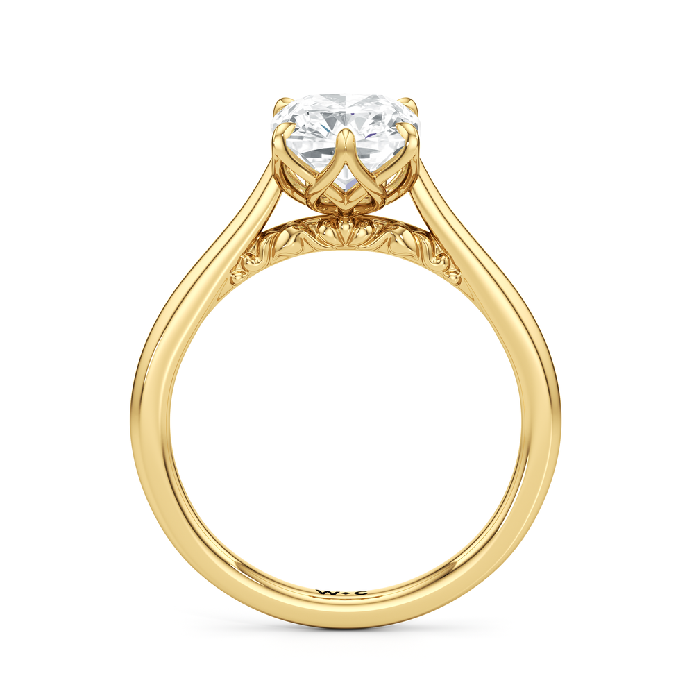 The Fleur Ring with Elongated Cushion Cut Diamond in 14KT Yellow Gold view 4
