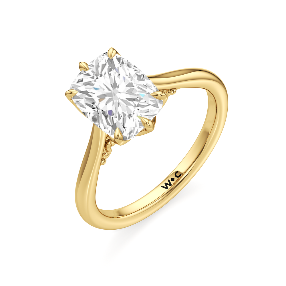 The Fleur Ring with Elongated Cushion Cut Diamond in 14KT Yellow Gold view 5
