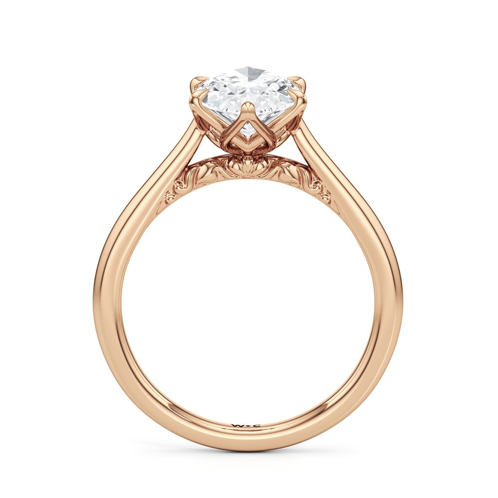 The Fleur Ring with Marquise Cut Diamond in 14KT Rose Gold view 4
