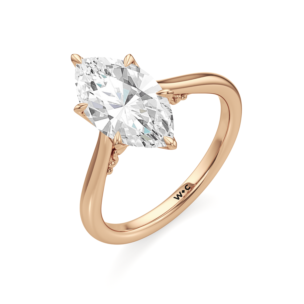 The Fleur Ring with Marquise Cut Diamond in 14KT Rose Gold view 5

